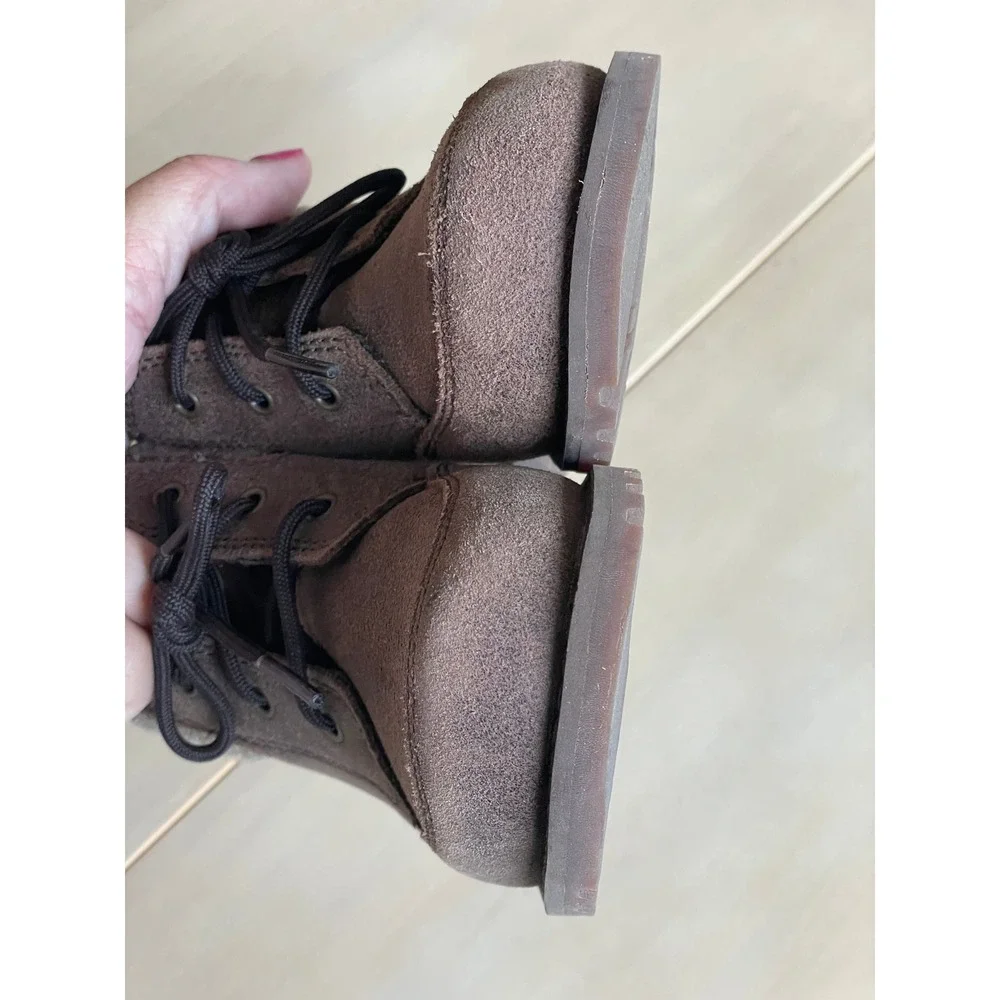 UGG Neumel Orin Wool Leather Suede‎ Brown Boots Toddler Size 8 Side Zip